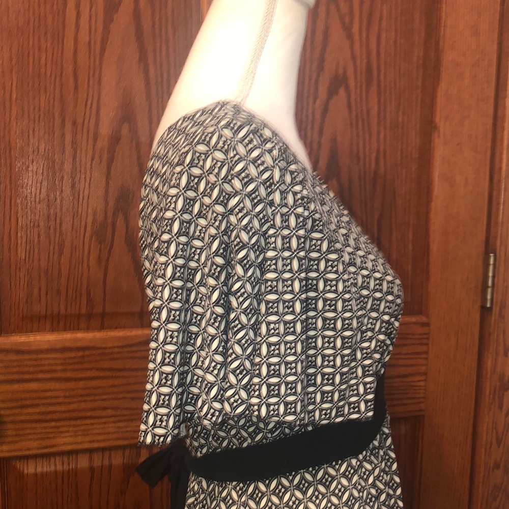 Bisou Bisou Black and White Geometric Midi Dress - Picture 3 of 7